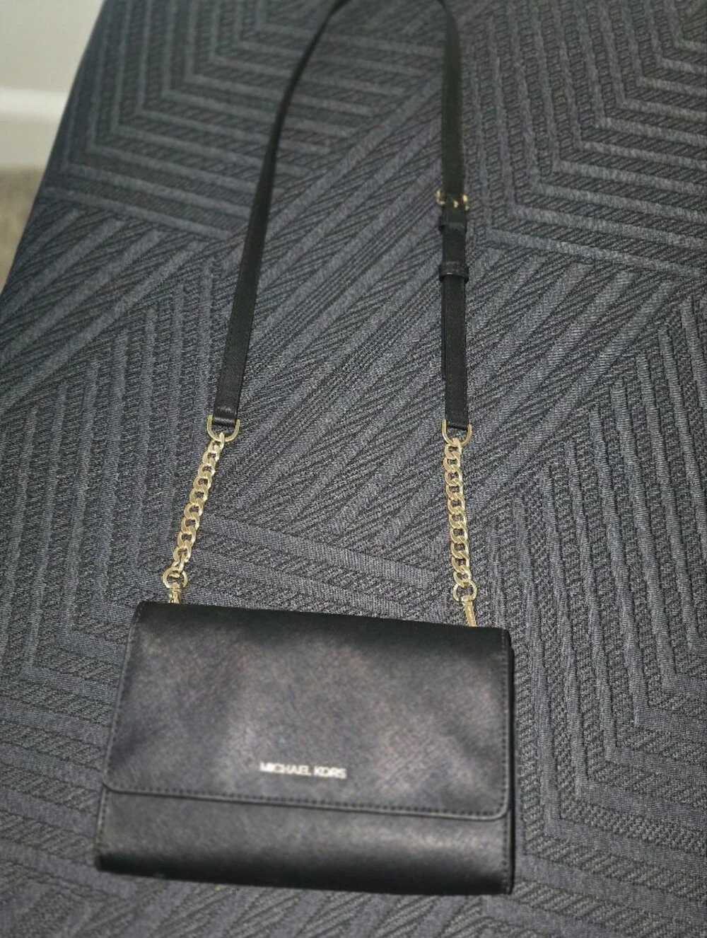 Michael Kors Black Crossbody Bag with Gold Chain Strap